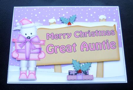 Xmas Great Auntie Westie Dog Signpost 5x7 Easicut Decoupage by Charlie Angel