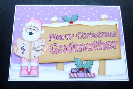 Xmas Godmother Santa Signpost 5x7 Easicut Decoupage by Charlie Angel