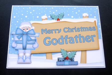 Xmas Godfather Santa Signpost 5x7 Easicut Decoupage by Charlie Angel
