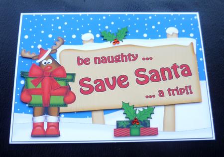 Xmas Save Santa Rudolph Signpost 5x7 Easicut Decoupage by Charlie Angel