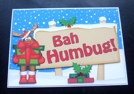 Xmas Bah Humbug! Rudolph Signpost 5x7 Easicut Decoupage by Charlie Angel
