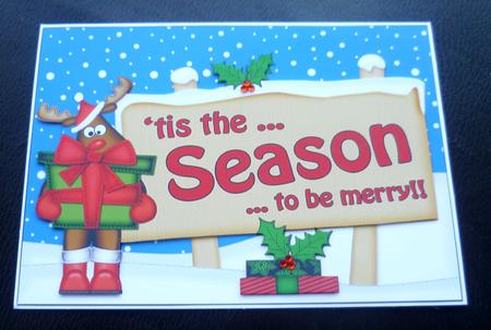Xmas Tis the Season Rudolph Signpost 5x7 Easicut Decoupage by Charlie Angel