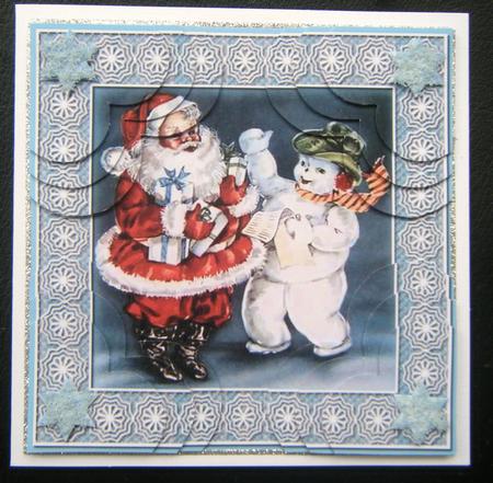 Vintage Santa and Snowman Heart Shaped Quadro Corner Stacker by Charlie Angel