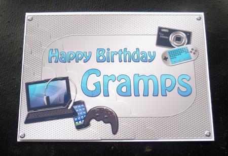 5x7 Gadgets N Gizmos Birthday Gramps Scallop Corner Stacker by Charlie Angel