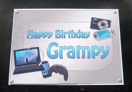 5x7 Gadgets N Gizmos Birthday Grampy Scallop Corner Stacker by Charlie Angel
