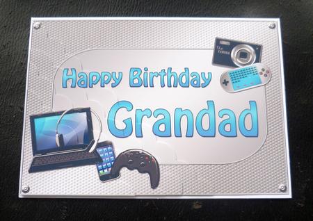 5x7 Gadgets N Gizmos Birthday Grandad Scallop Corner Stacker by Charlie Angel