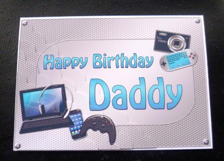 5x7 Gadgets N Gizmos Birthday Daddy Scallop Corner Stacker by Charlie Angel
