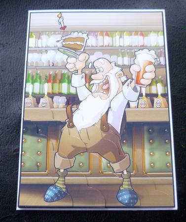 Grandad Beer and Cake Dude A4 by Charlie Angel