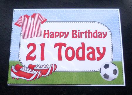 5x7 Football Birthday 21 Today Scallop Corner Stacker by Charlie Angel