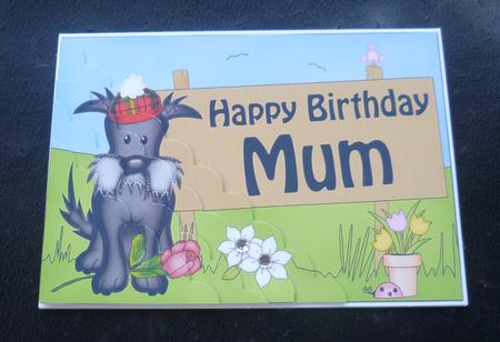5x7 Scottie Dog Birthday Mum Scallop Corner by Charlie Angel