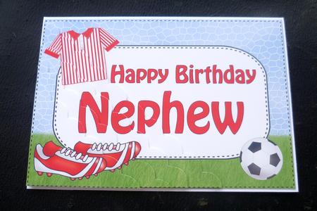 5x7 Football Birthday Nephew Scallop Corner Stacker by Charlie Angel