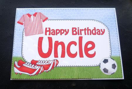 5x7 Football Birthday Uncle Scallop Corner Stacker by Charlie Angel