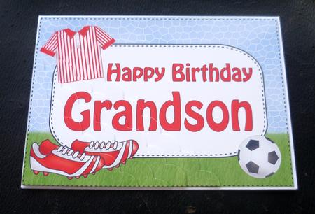 5x7 Football Birthday Grandson Scallop Corner Stacker by Charlie Angel