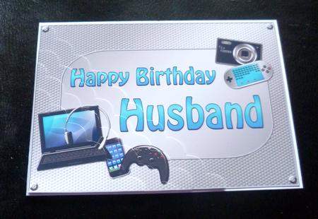 5x7 Gadgets N Gizmos Birthday Husband Scallop Corner Stacker by Charlie Angel
