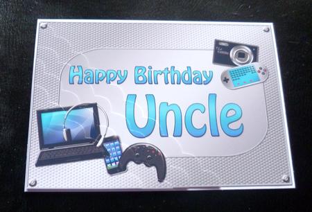 5x7 Gadgets N Gizmos Birthday Uncle Scallop Corner Stacker by Charlie Angel