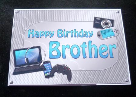 5x7 Gadgets N Gizmos Birthday Brother Scallop Corner Stacker by Charlie Angel