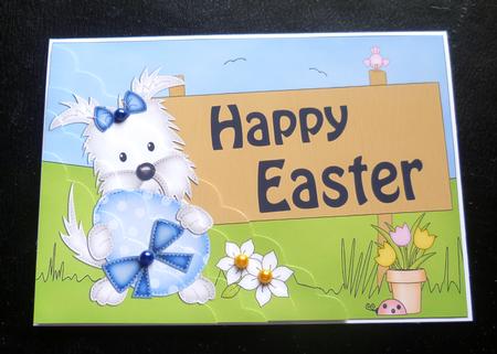 5x7 Westie Dog Easter Scallop Corner by Charlie Angel