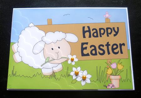 5x7 Little Lamb Easter Scallop Corner by Charlie Angel