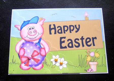 5x7 Ziggy Piggy Easter Scallop Corner by Charlie Angel
