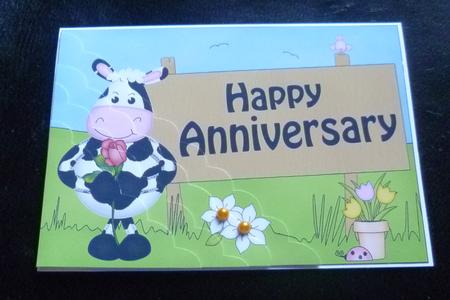 5x7 Milly Moo Cow Anniversary Scallop Corner by Charlie Angel