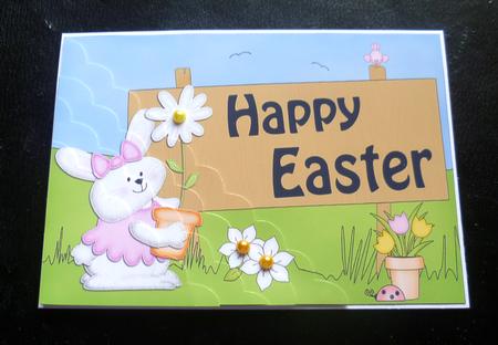 5x7 Little Bunny Easter Scallop Corner by Charlie Angel