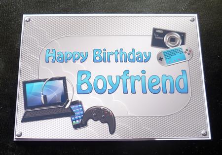 5x7 Gadgets N Gizmos Birthday Boyfriend Scallop Corner by Charlie Angel
