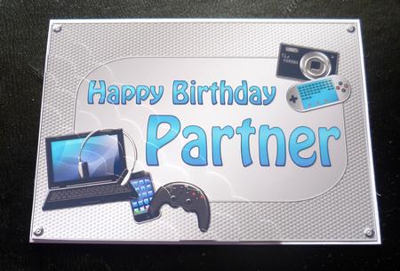 5x7 Gadgets N Gizmos Birthday Partner Scallop Corner by Charlie Angel