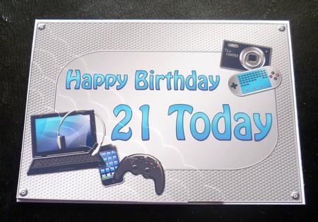 5x7 Gadgets N Gizmos Birthday 21 Today Scallop Corner by Charlie Angel