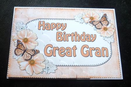 5x7 Flowers & Butterflies Birthday Great Gran by Charlie Angel