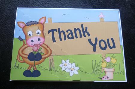 5x7 Gigi Horse Thank You Scallop Corner by Charlie Angel