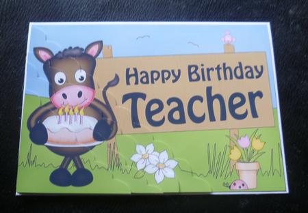5x7 Gigi Horse Birthday Teacher Scallop Corner by Charlie Angel