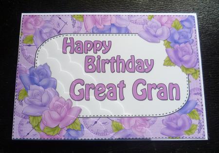 5x7 Time for Roses Birthday Great Gran Scallop Corner by Charlie Angel
