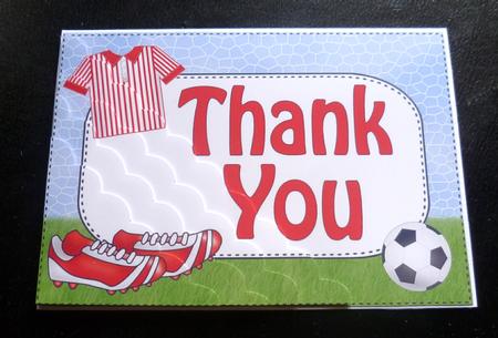 5x7 Football Thank You Scallop Corner Stacker by Charlie Angel