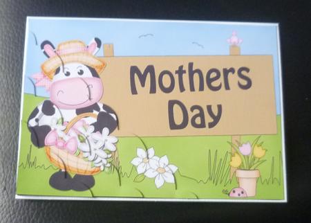 5x7 Milly Moo Cow Mothers Day Scallop Corner by Charlie Angel