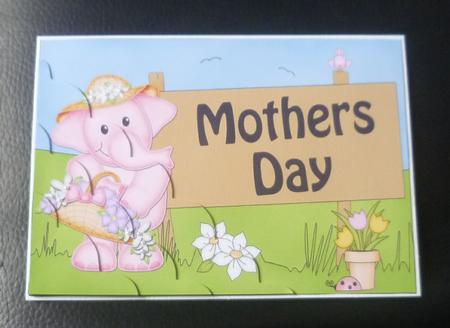 5x7 Lola Elephant Mothers Day Scallop Corner by Charlie Angel