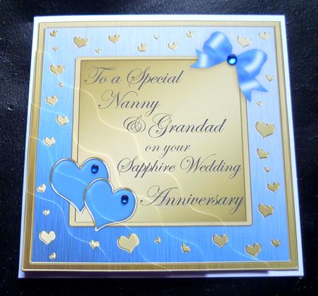 Nanny & Grandad Sapphire Wedding Anniversary Wavy Corner by Charlie Angel