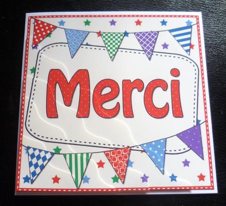 French Thank You Bunting Wavy Corner Stacker by Charlie Angel