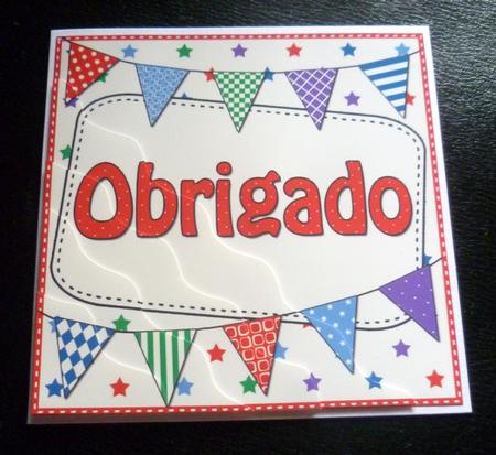 Portugese Thank You Bunting Wavy Corner Stacker by Charlie Angel