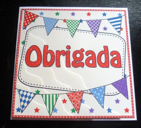 Portugese Thank You Bunting Wavy Corner Stacker by Charlie Angel