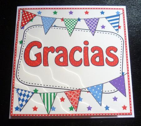 Spanish Thank You Bunting Wavy Corner Stacker by Charlie Angel
