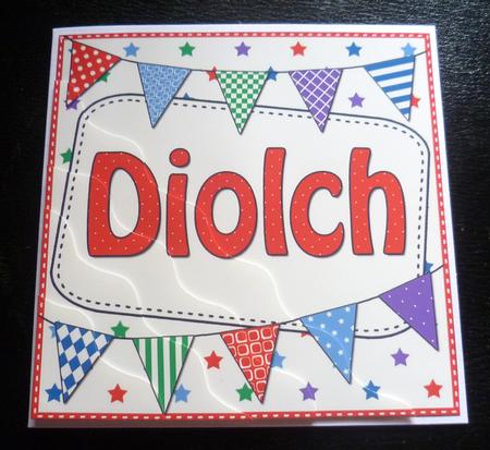Welsh Thank You Bunting Wavy Corner Stacker by Charlie Angel