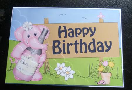5x7 Lola Elephant Birthday Scallop Corner by Charlie Angel