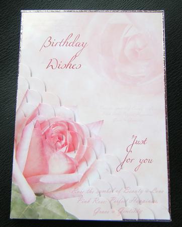 Pink Rose Birthday Wishes Side Stacker Card by Charlie Angel
