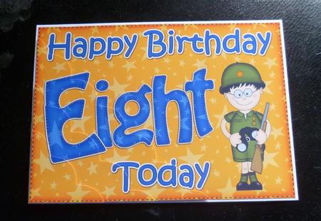 5x7 8th Birthday Boyz General Gazza Scallop Corner by Charlie Angel