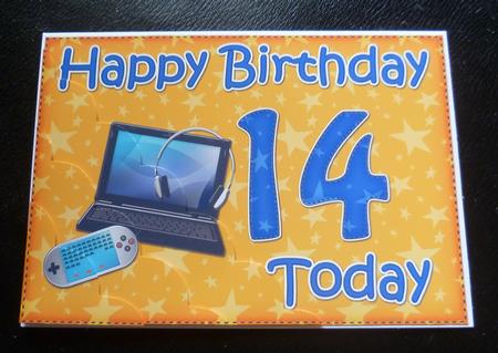 5x7 14th Birthday Gadgets & Gizmos Scallop Corner by Charlie Angel