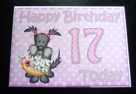 5x7 17th Birthday Hamish Scottie Dog Scallop Corner by Charlie Angel