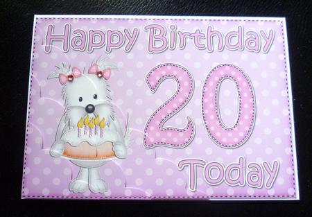 5x7 20th Birthday Jess Westie Dog Scallop Corner by Charlie Angel