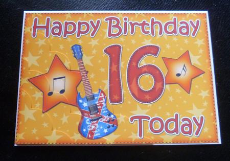 5x7 16th Birthday Guitar Scallop Corner by Charlie Angel