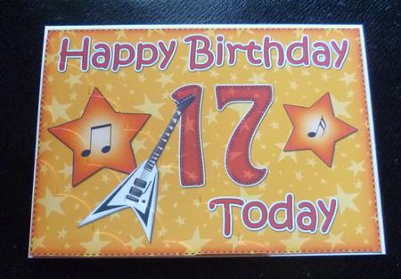 5x7 17th Birthday Guitar Scallop Corner by Charlie Angel