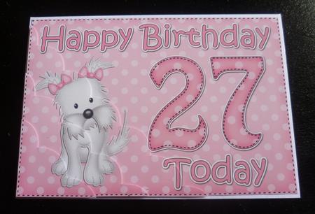 5x7 27th Birthday Jess Westie Dog Scallop Corner by Charlie Angel